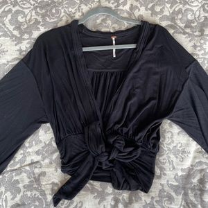 Free People Black Long Sleeve Top